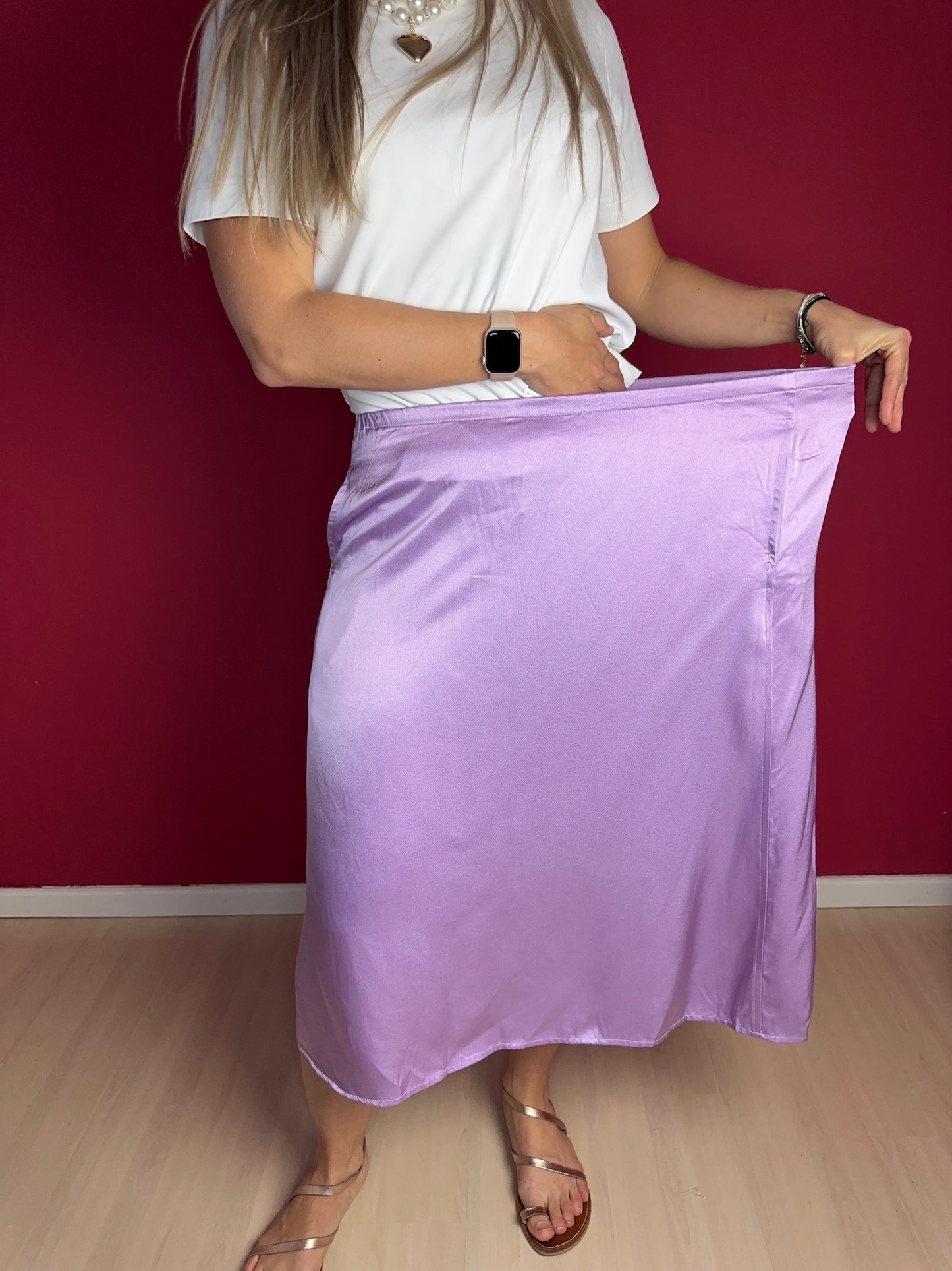 Rok SET satijnlook lila - Maat 40