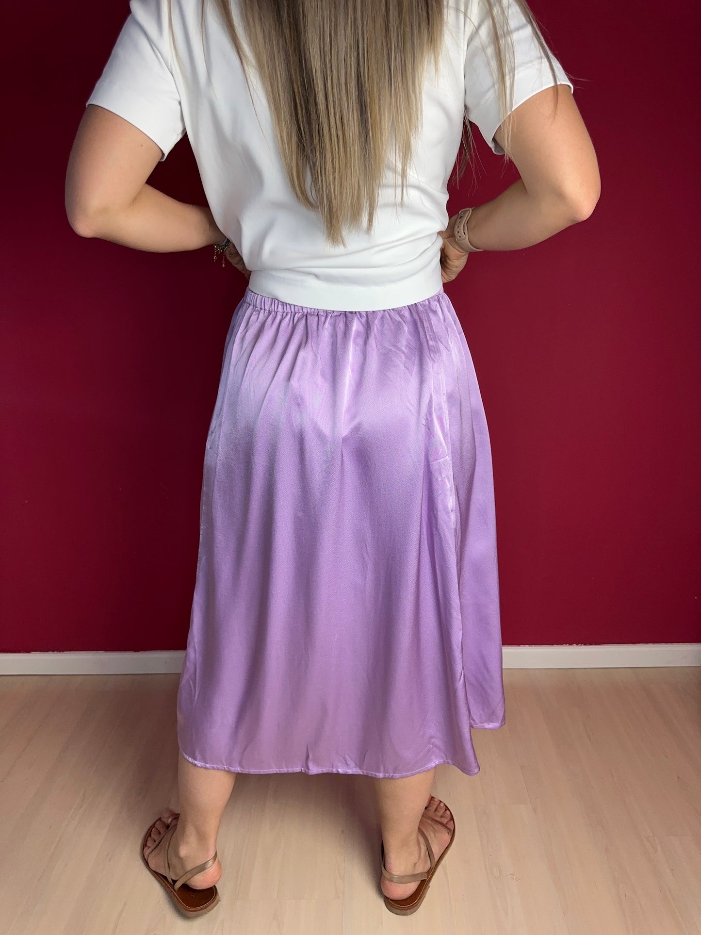 Rok SET satijnlook lila - Maat 40