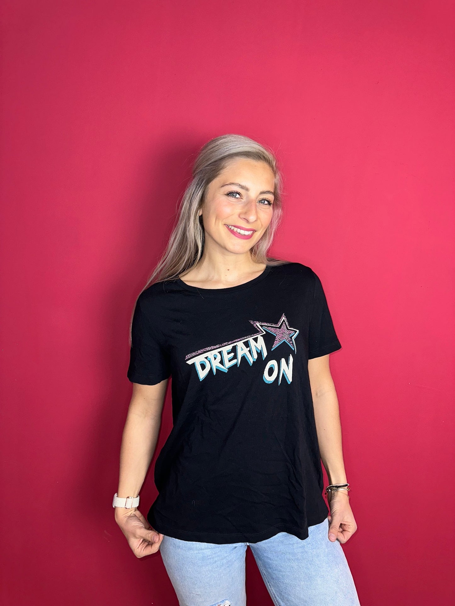 T-shirt SET zwart 'Dream on' - Maat 44