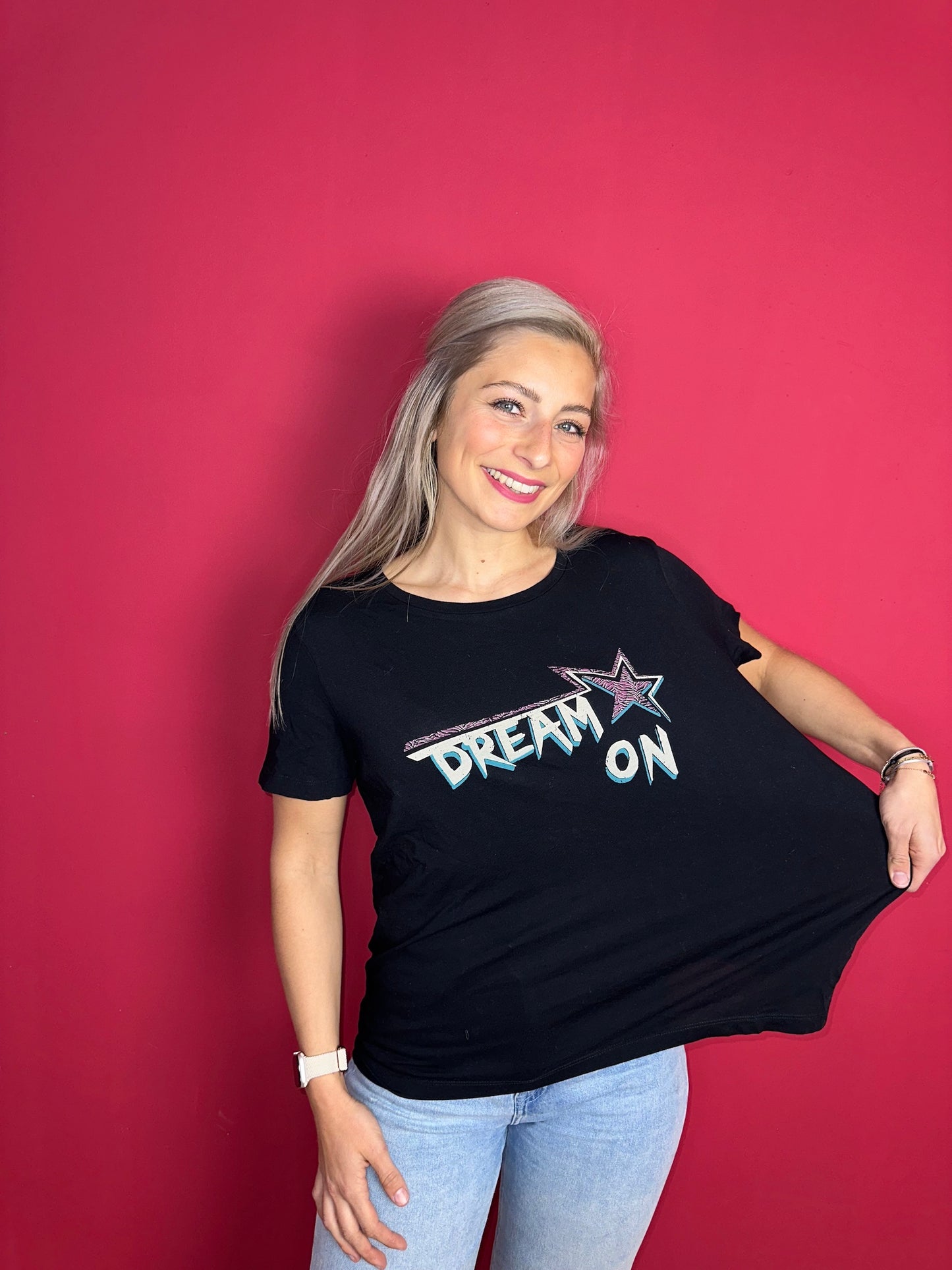 T-shirt SET zwart 'Dream on' - Maat 44