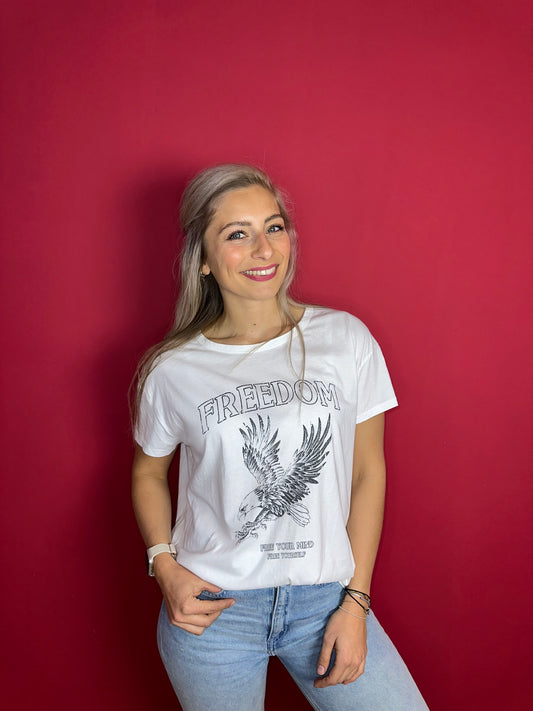 T-shirt SET wit 'Freedom' - Maat 42