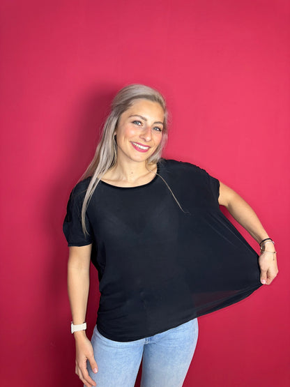T-shirt SET zijde kant zwart - Maat 42