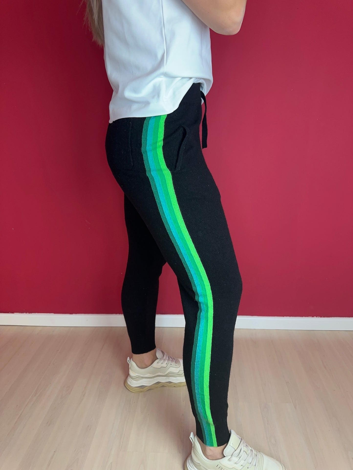 Broek Brodie cashmere zwart/neon groen - Maat M