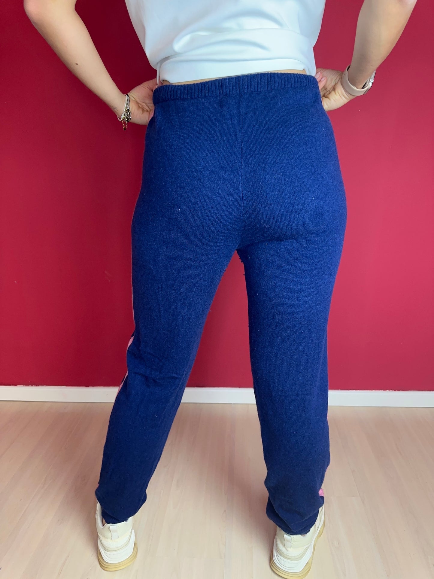 Broek Absolut Cashmere donkerblauw/lichtroze - Maat L