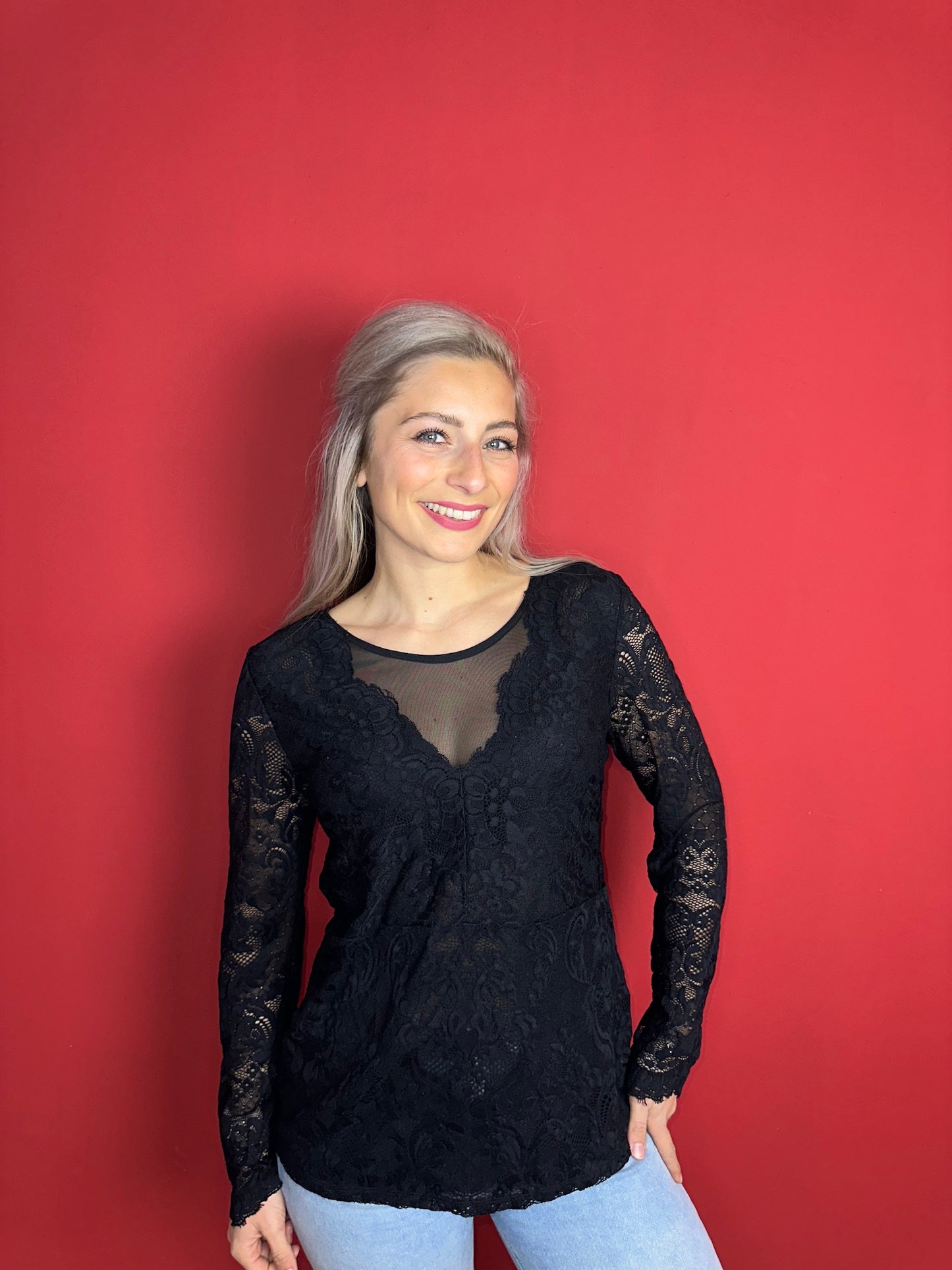 Top SET kant zwart - Maat 42