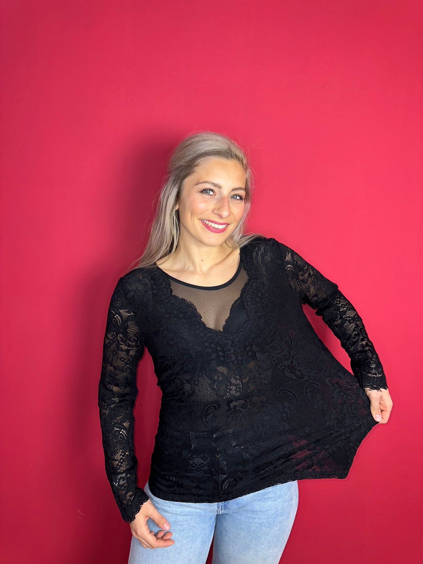 Top SET kant zwart - Maat 42