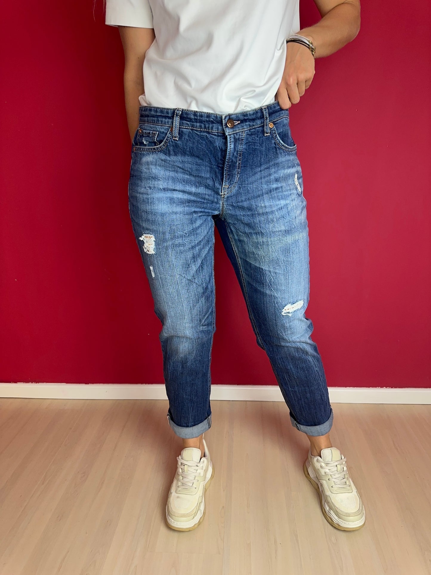 Jeans Cambio studs roségoud - Maat 44