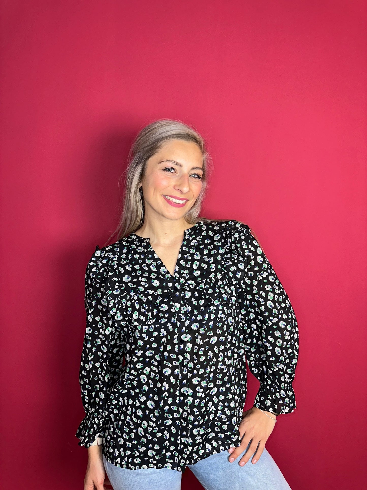 Blouse ba&sh zwart print - Maat 2