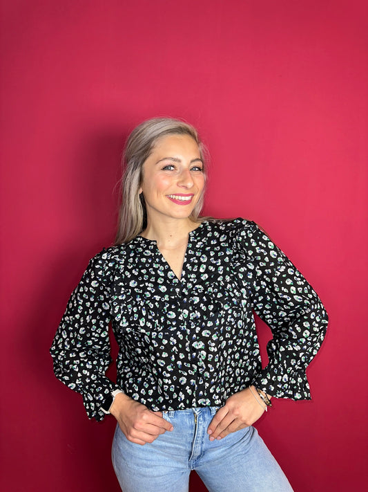 Blouse ba&sh zwart print - Maat 2