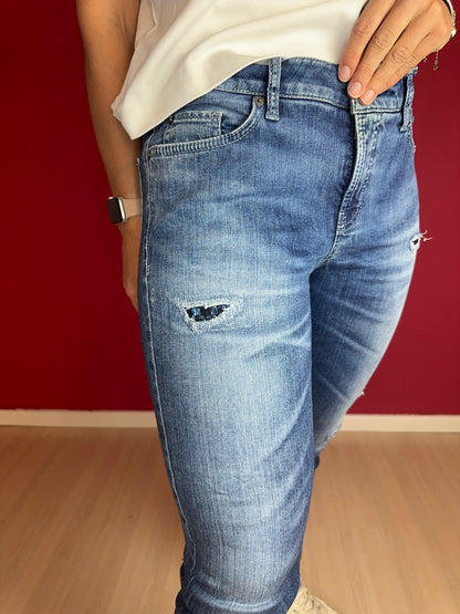 Jeans Cambio pailetten donkerblauw - Maat 32