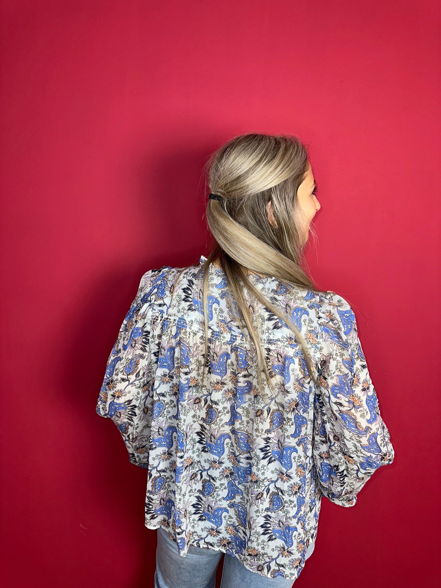 Blouse Berenice paris print blauw - Maat 38
