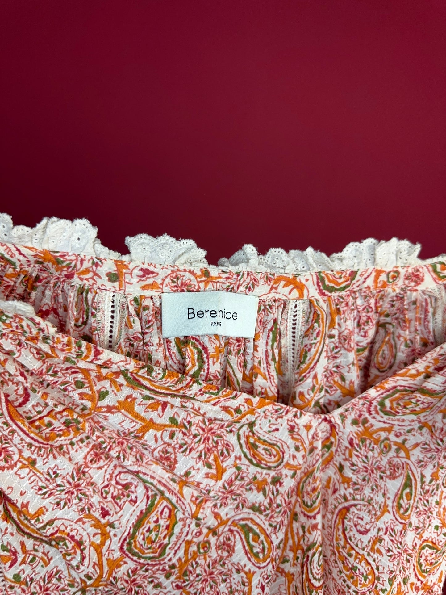 Blouse Berenice Paris print oranje - Maat 40
