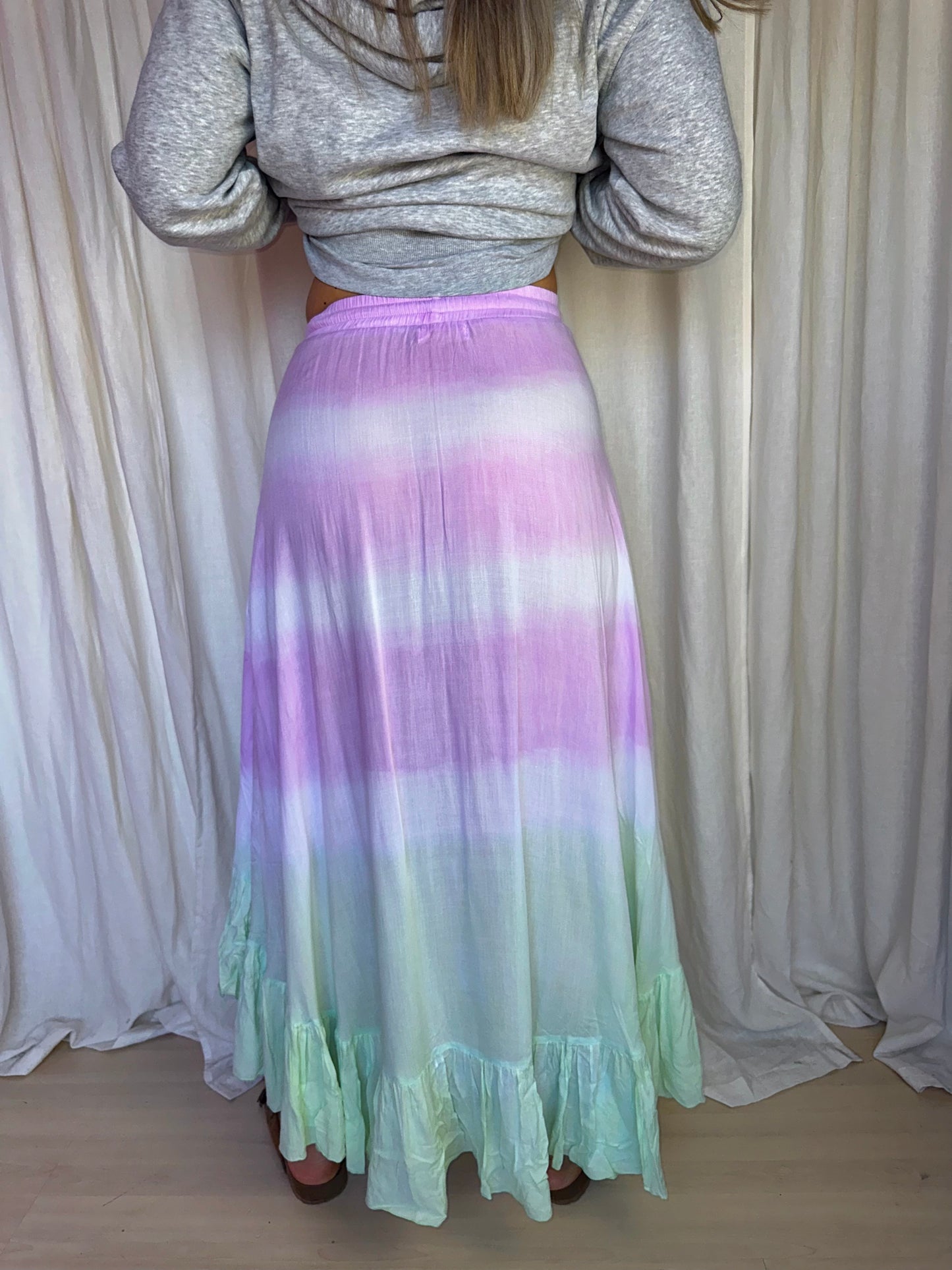 Rok Hot Lava tie dye lila, mintgroen - Maat S