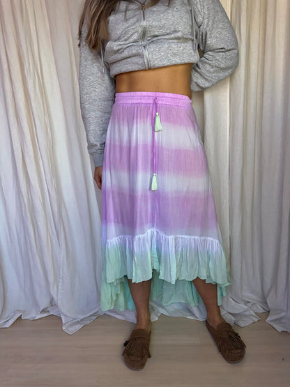 Rok Hot Lava tie dye lila, mintgroen - Maat S