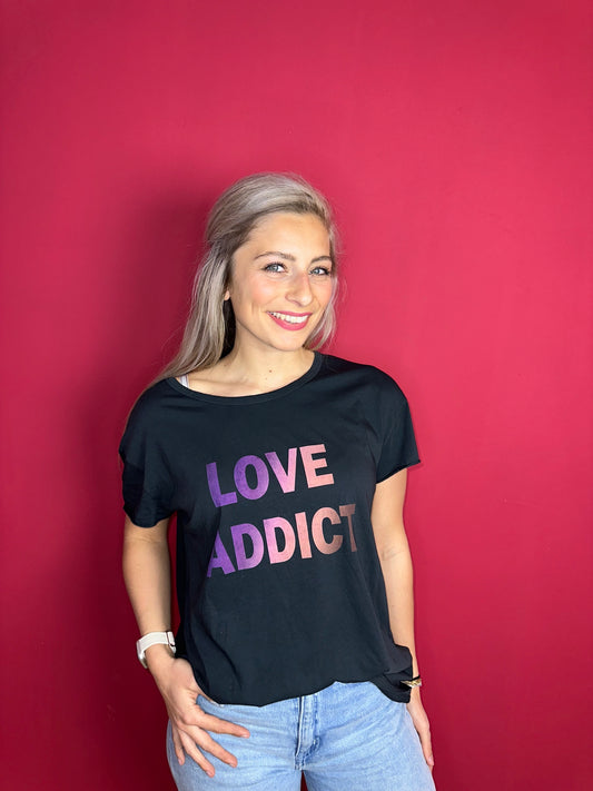 T-shirt SET zwart 'Love Addict' - Maat 42