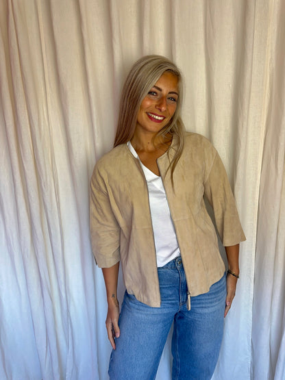Jack Fabiana Filippi suede driekwart mouw beige - maat 36 (S)