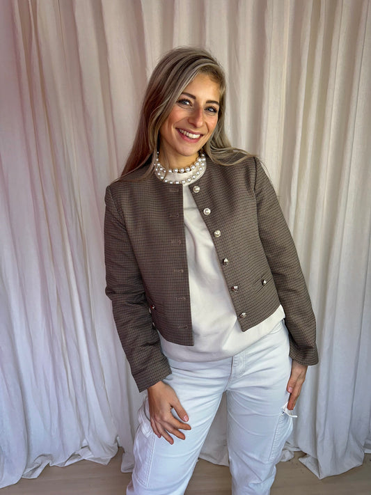 Jack H&M ruit bruin,beige gouden knopen maat XS