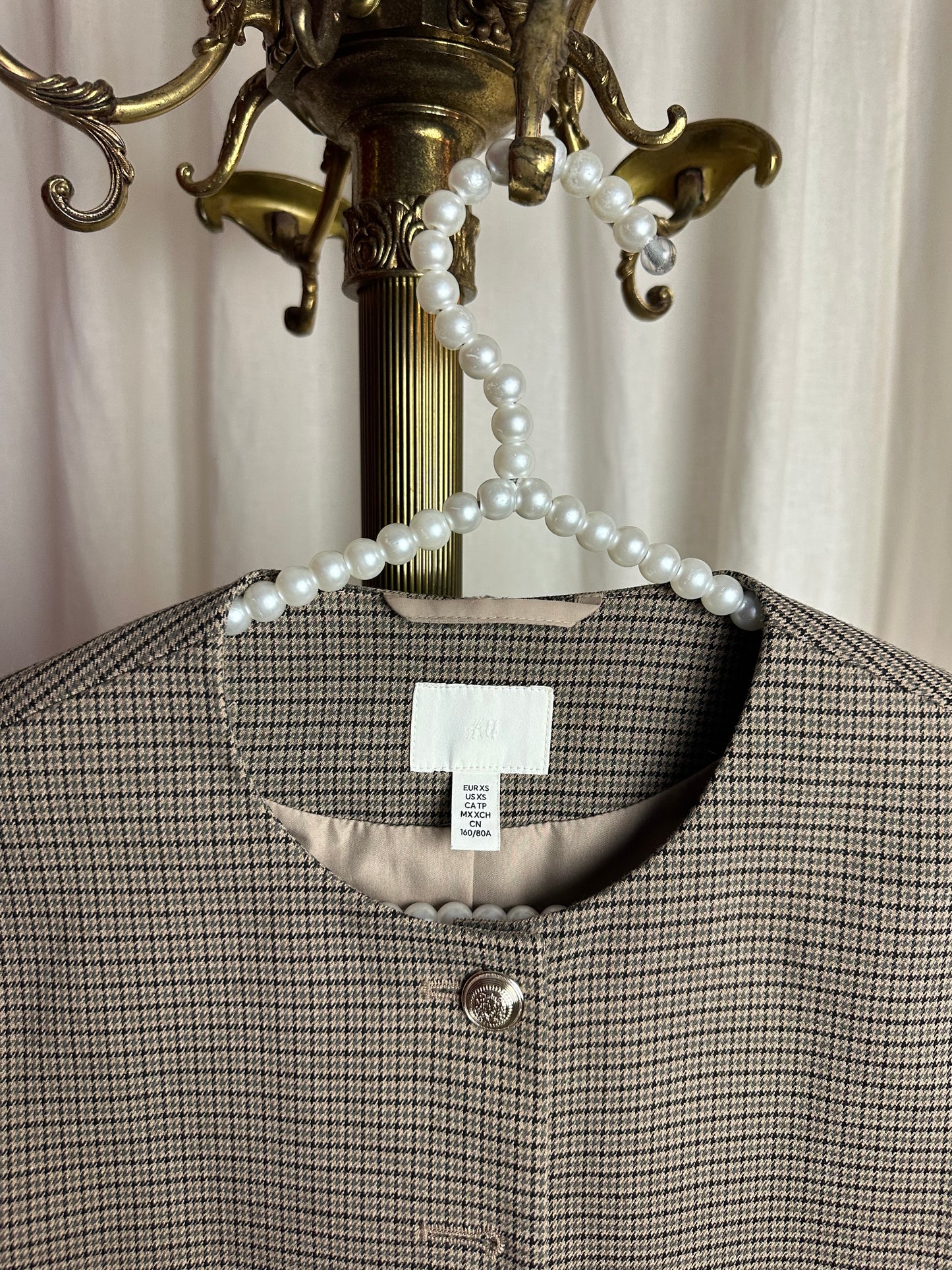 Jack H&M ruit bruin,beige gouden knopen maat XS