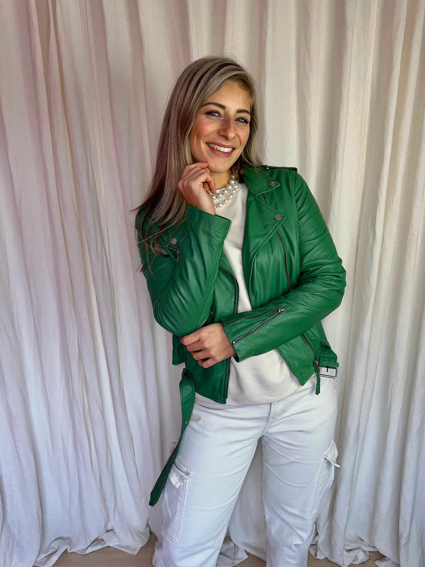 Jack Ibana biker leer groen - maat 40 (L)