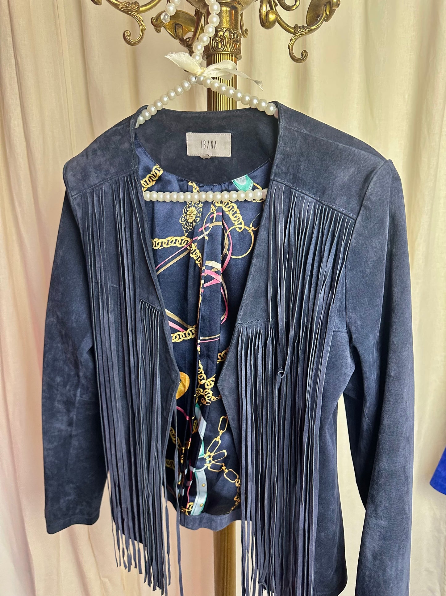 Jack Ibana suede donkerblauw franjes - maat 38 (M)