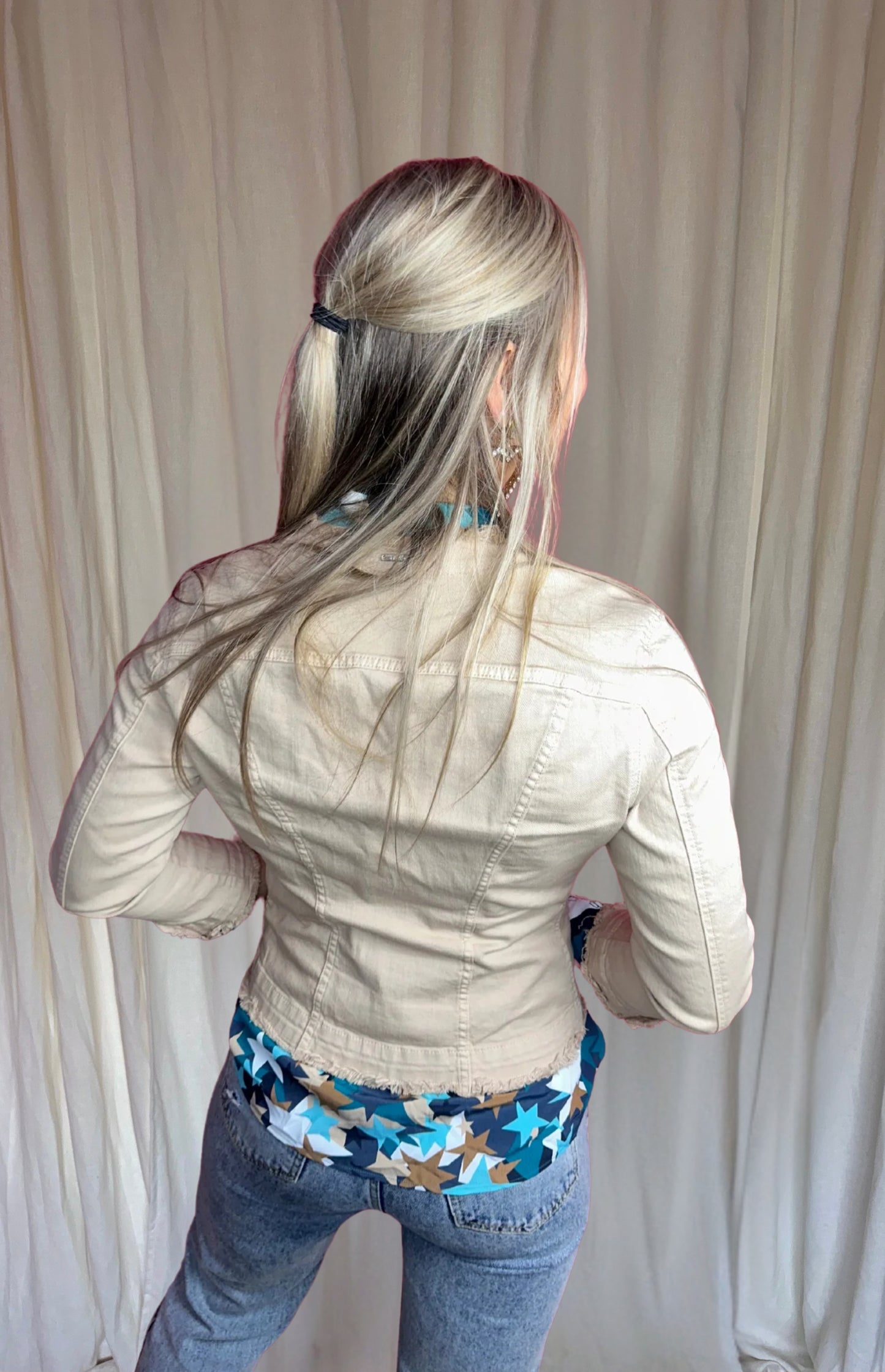 Jack Liu Jo spijkerjas beige parels, glitters maat 38