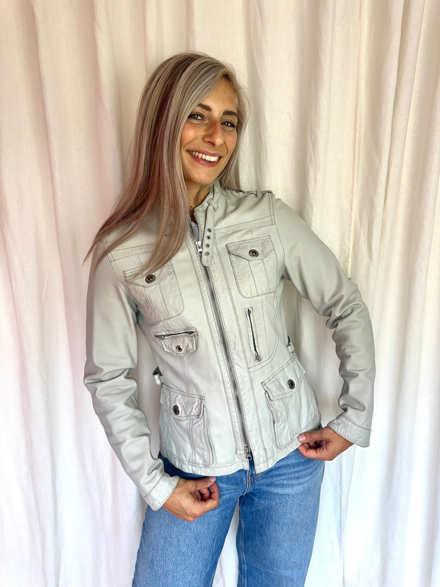Jack Saga Ibañez leer beige,grijs maat 42