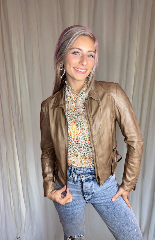 Veste Sylvie Schimmel en cuir camel