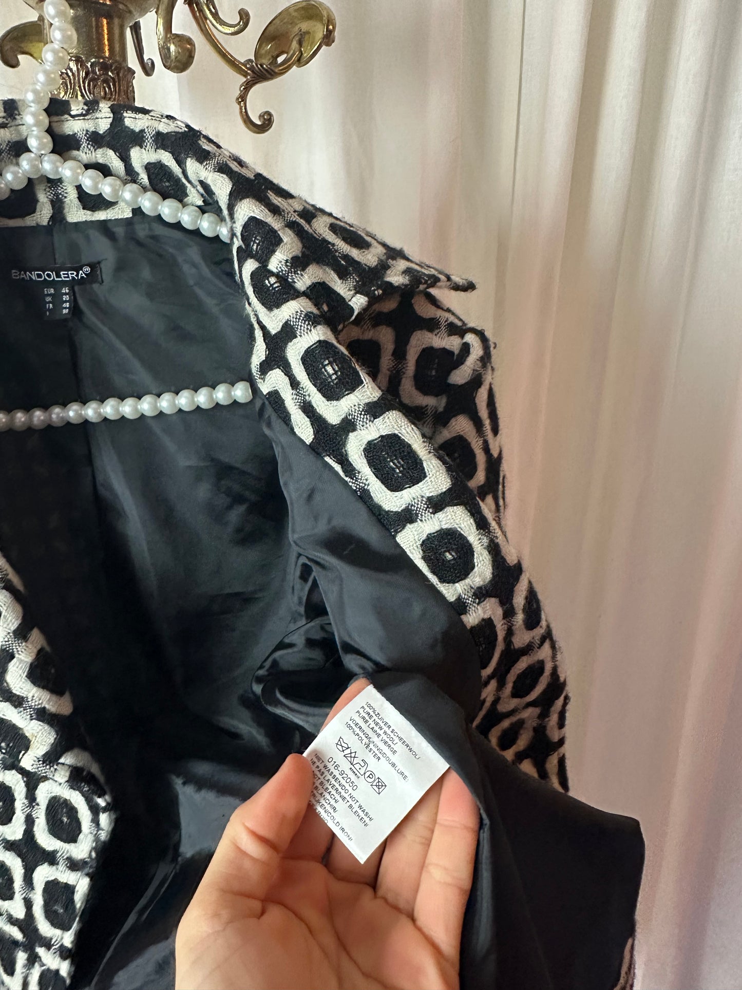Jas Bandolera print beige,zwart maat 46