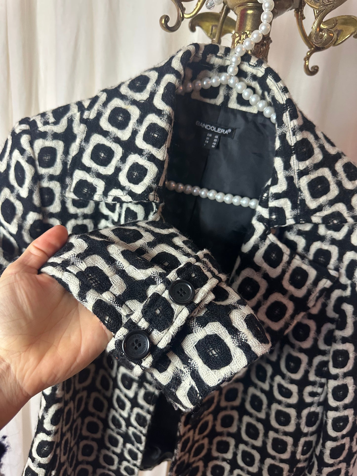 Jas Bandolera print beige,zwart maat 46
