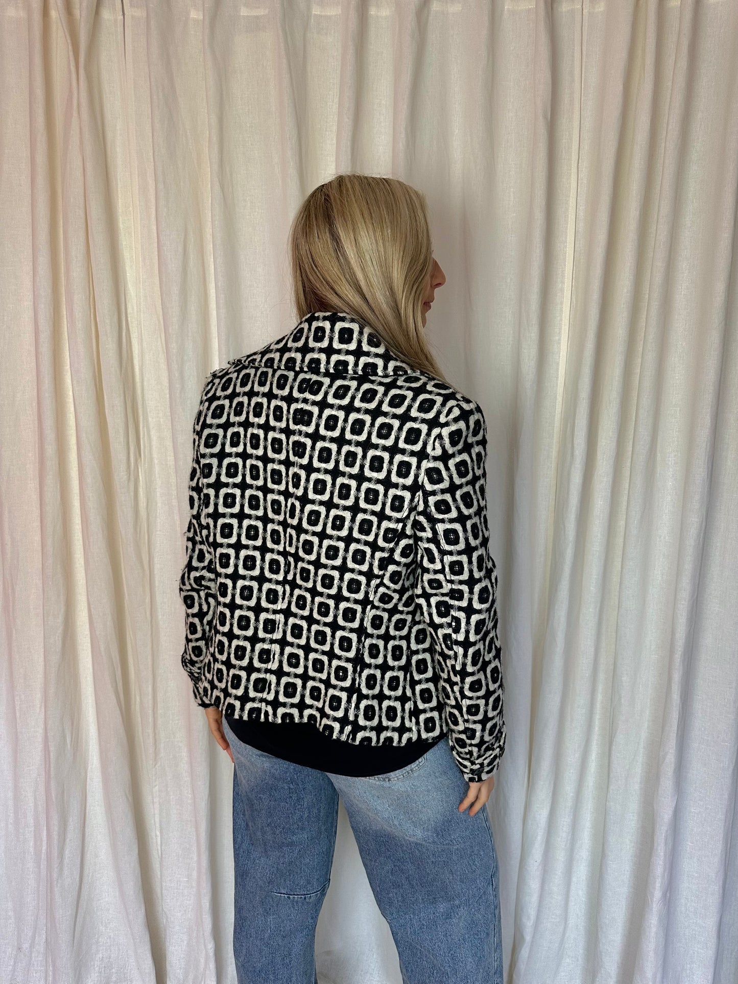 Jas Bandolera print beige,zwart maat 46