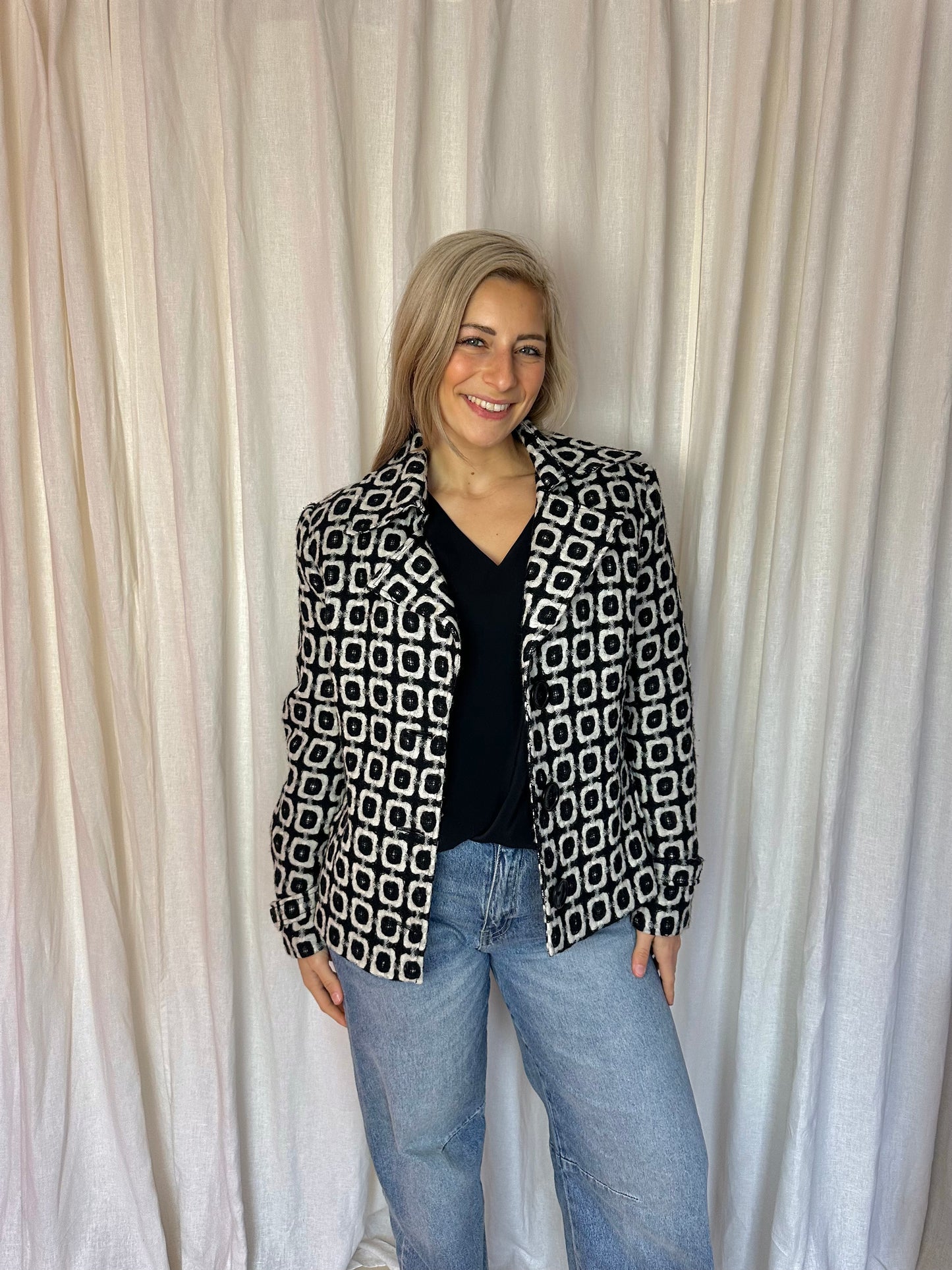 Jas Bandolera print beige,zwart maat 46