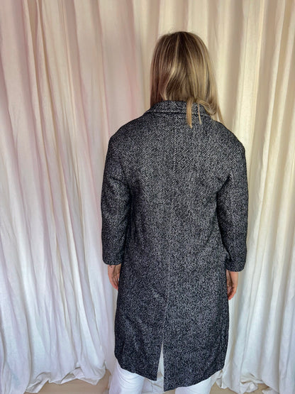 Jas Bershka trenchcoat zwart,wit maat XS