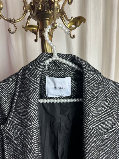 Jas Bershka trenchcoat zwart,wit maat XS