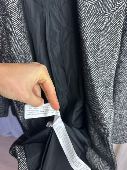 Jas Bershka trenchcoat zwart,wit maat XS