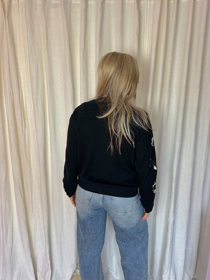 Jas Eksept bomber borduursels zwart,zachtgeel maat XL