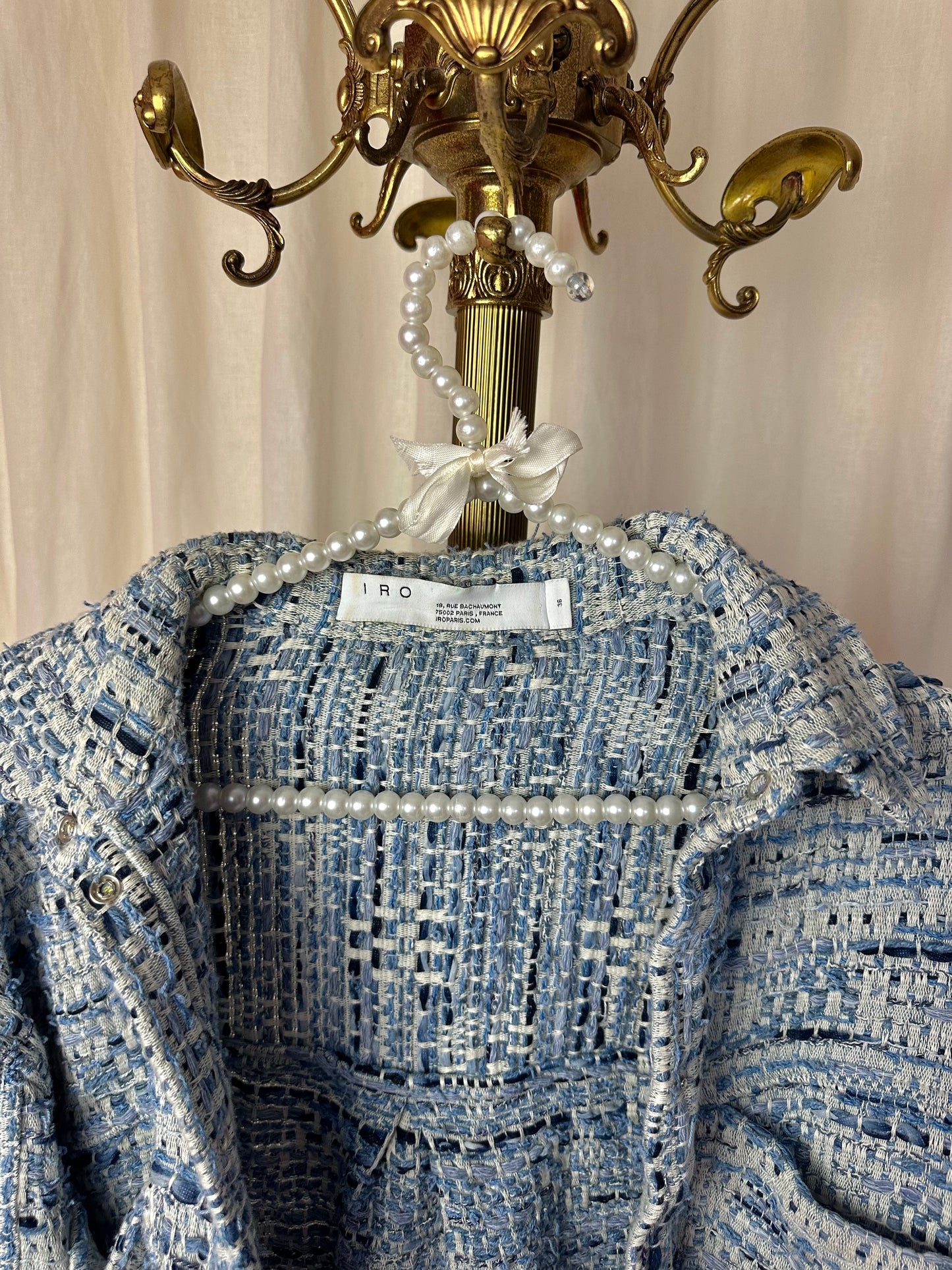 Jas IRO tweed lichtblauw - maat 36 (S)
