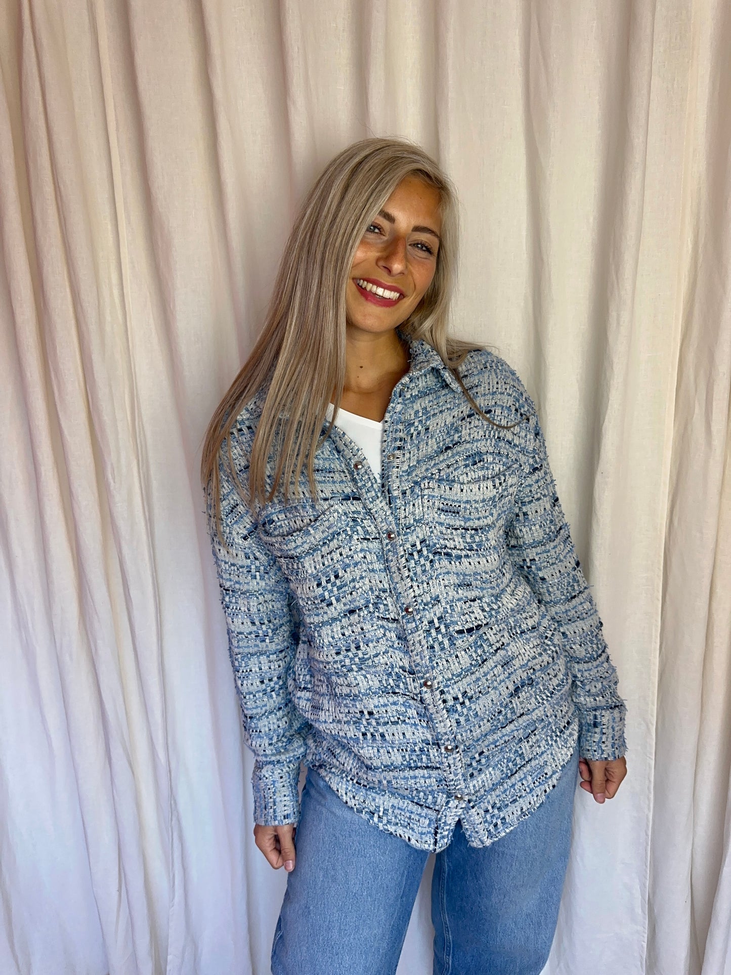 Jas IRO tweed lichtblauw - maat 36 (S)