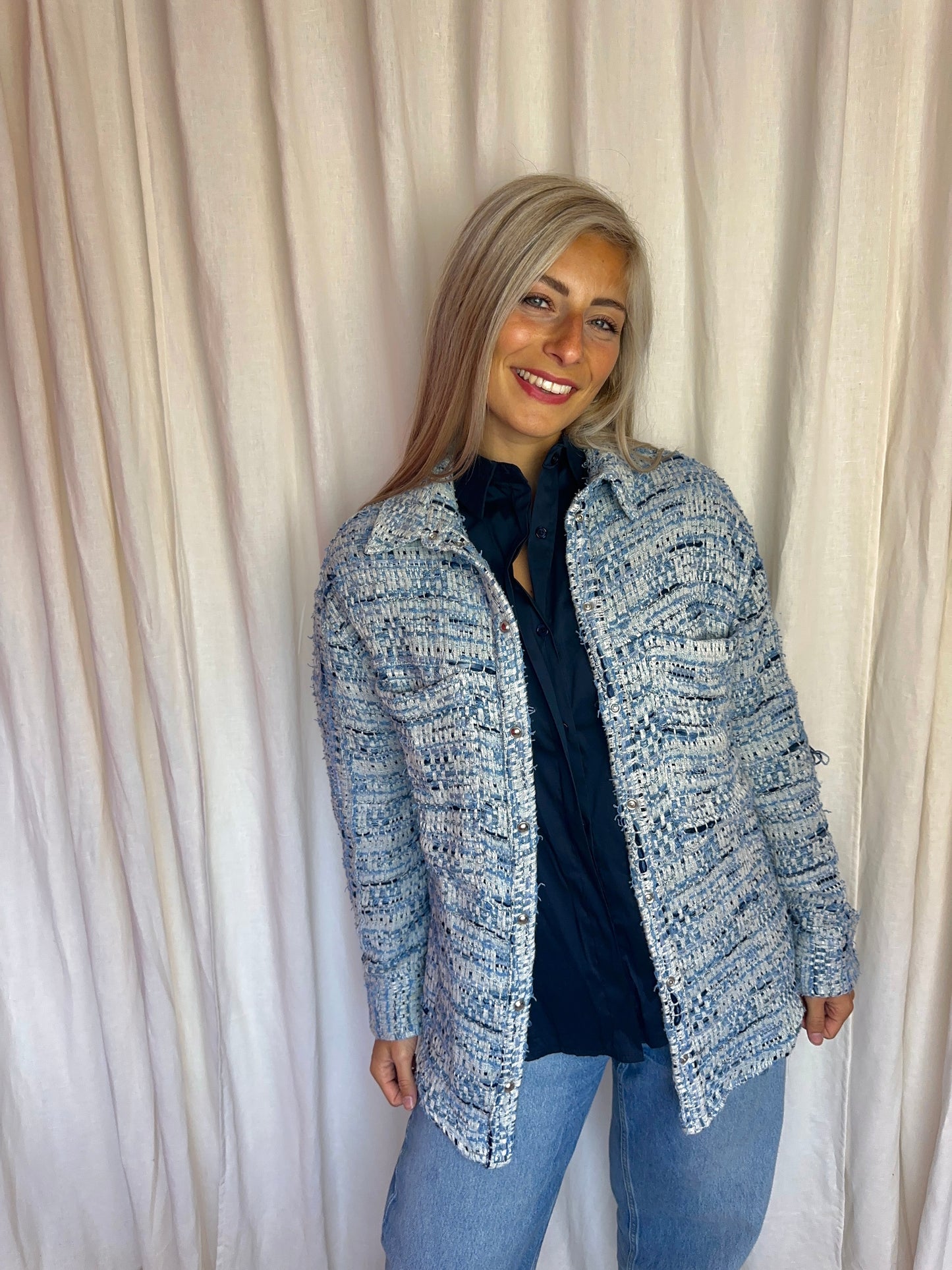 Jas IRO tweed lichtblauw - maat 36 (S)