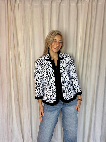 Jas Joseph Ribkoff geometrische print cirkels wit,zwart maat 46