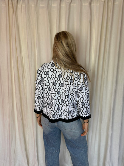 Jas Joseph Ribkoff geometrische print cirkels wit,zwart maat 46