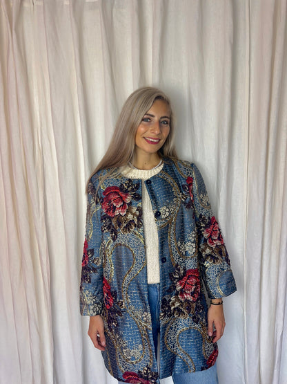 Jas Joy Couture jacquard blauw maat L