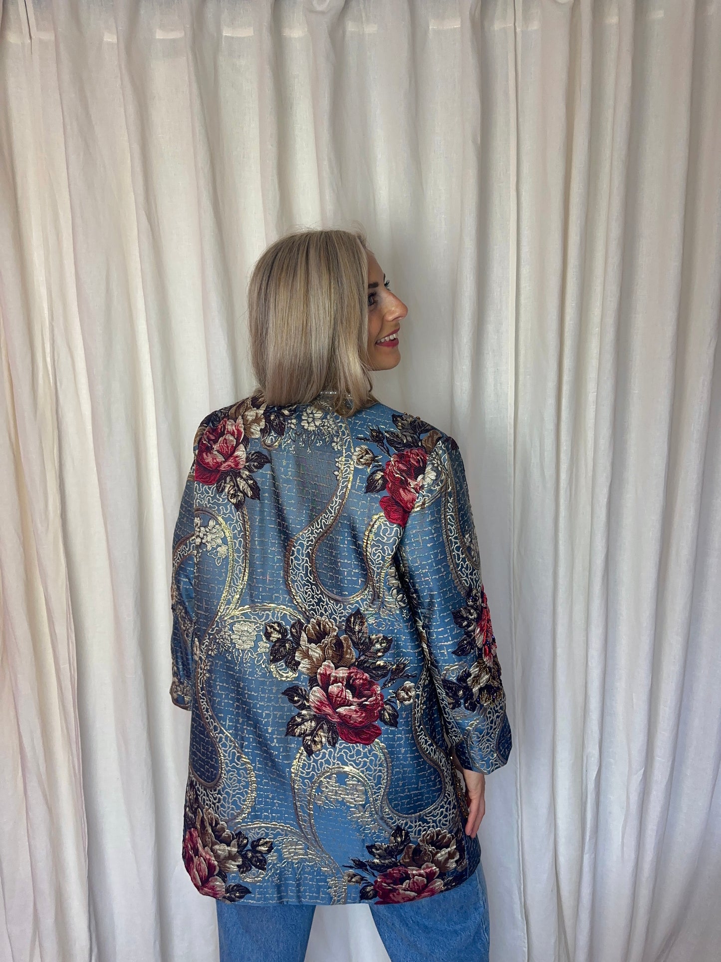 Jas Joy Couture jacquard blauw maat L