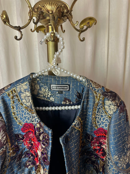 Jas Joy Couture jacquard blauw maat L