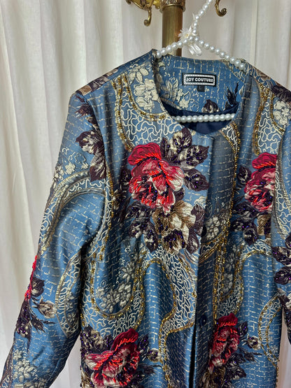 Jas Joy Couture jacquard blauw maat L