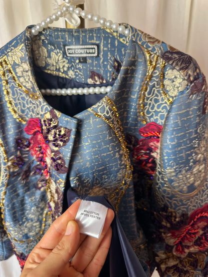 Jas Joy Couture jacquard blauw maat L