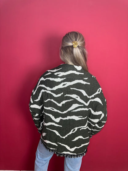 Jas Lala Berlin zebraprint legergroen - Maat M/L