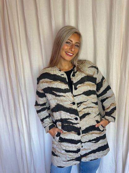 Jas Lala berlin zebra print zwart, beige - maat M/L (38/40)