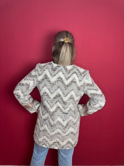 Jas Rinascimento zigzag grijs/lichtroze - Maat XL