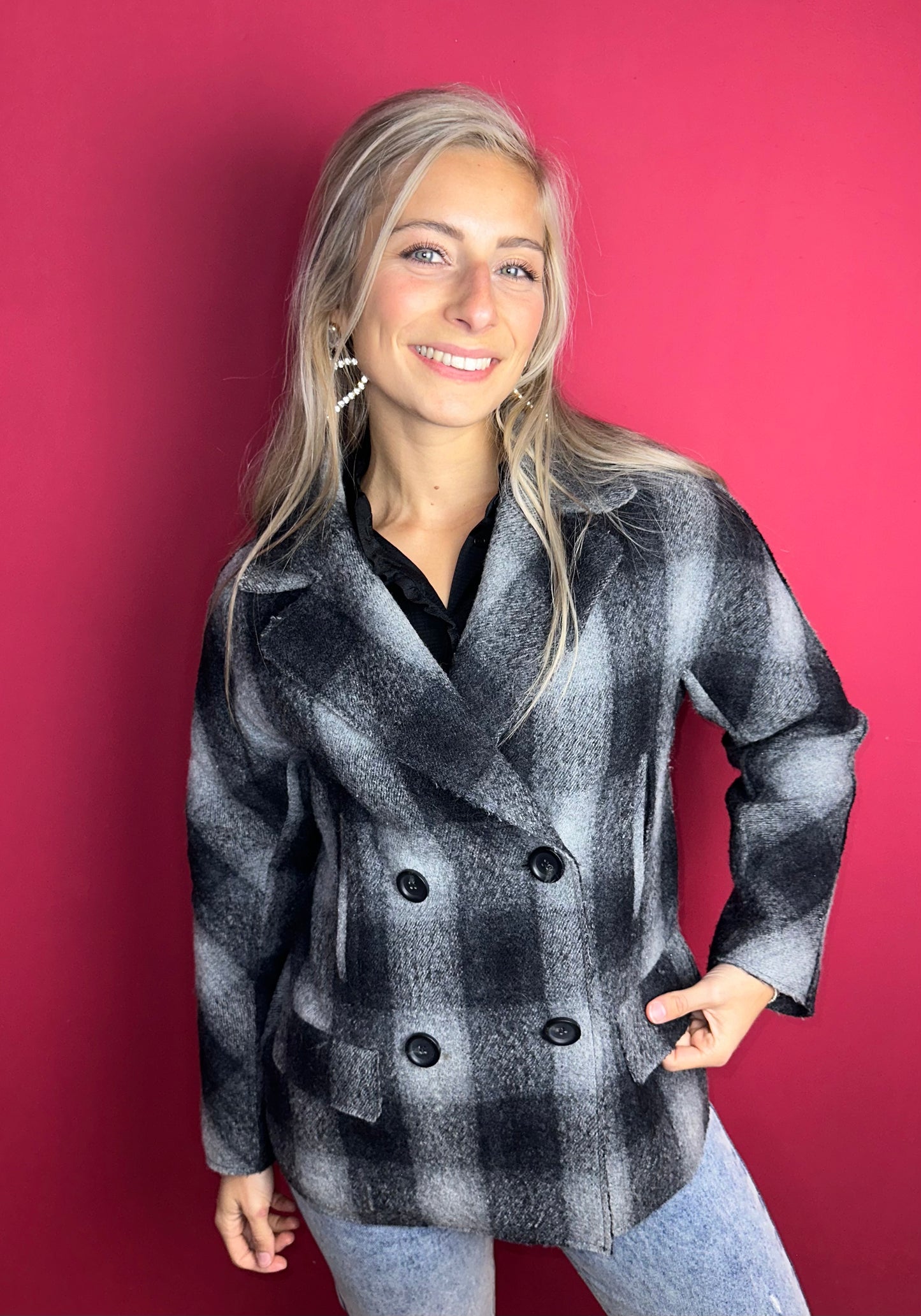 Jas SET ruit grijs/zwart - Maat 36
