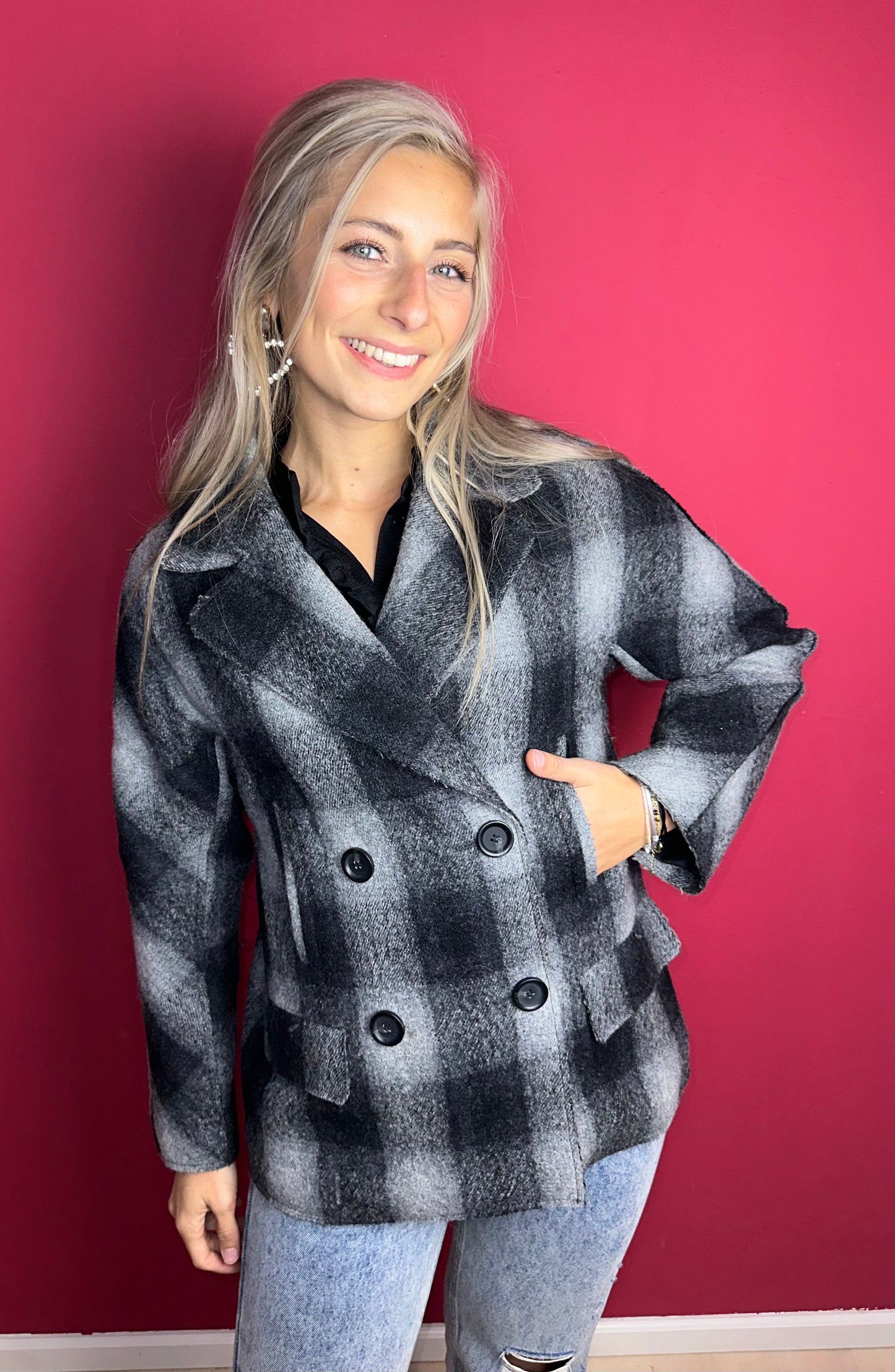 Jas SET ruit grijs/zwart - Maat 36
